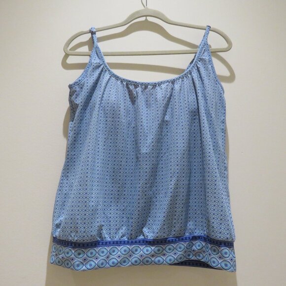 CABANA LIFE X TALBOTS Blue Diamond Blouson Tankini Top Summer Vacation - Size S - Picture 8 of 14